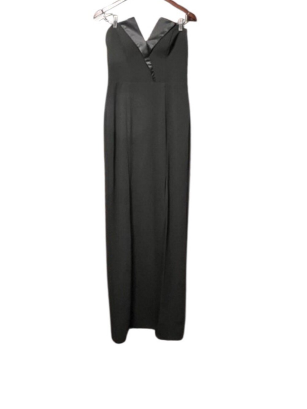 Betsy & Adam Black Strapless Tuxedo Maxi Gown Size 6 - Picture 5 of 8